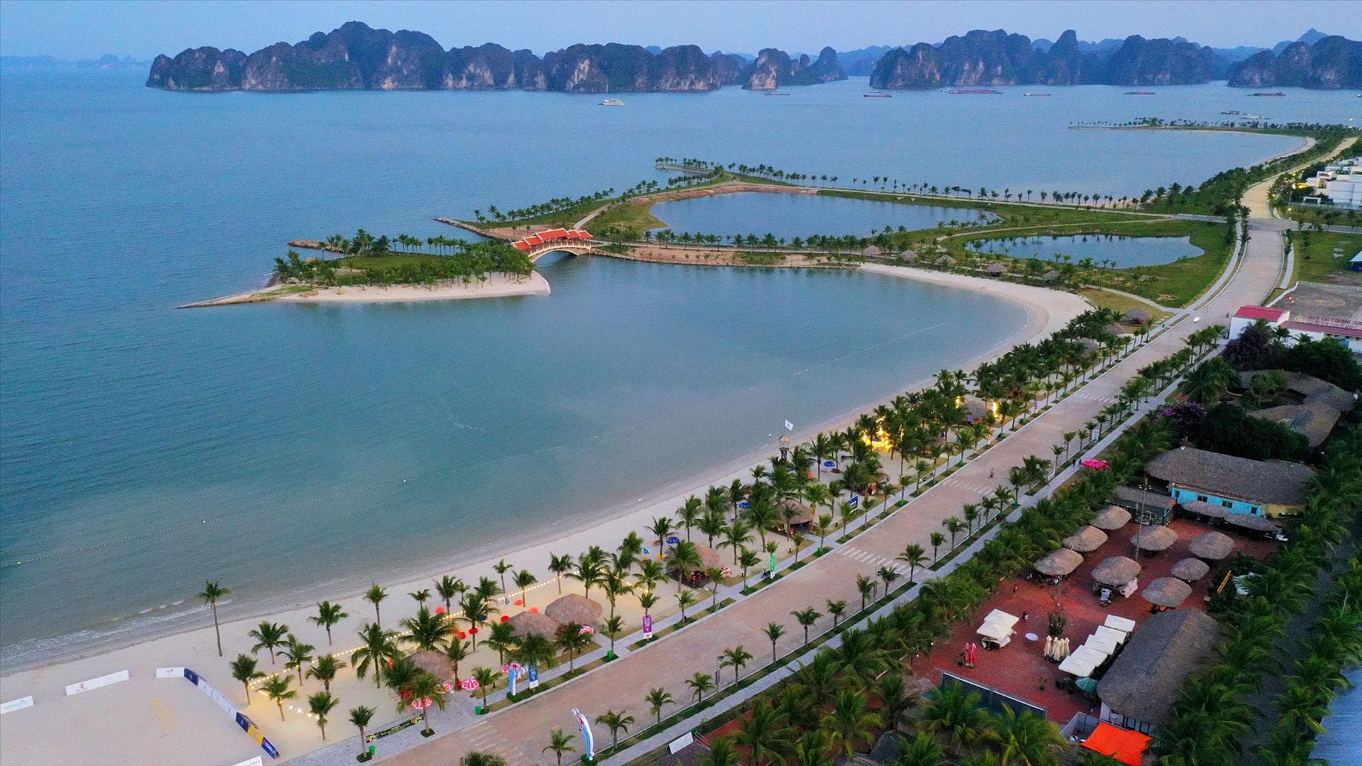 Tuan Chau Island impresses with its modern resorts, famous water music stage, and strategic gateway location to Ha Long Bay